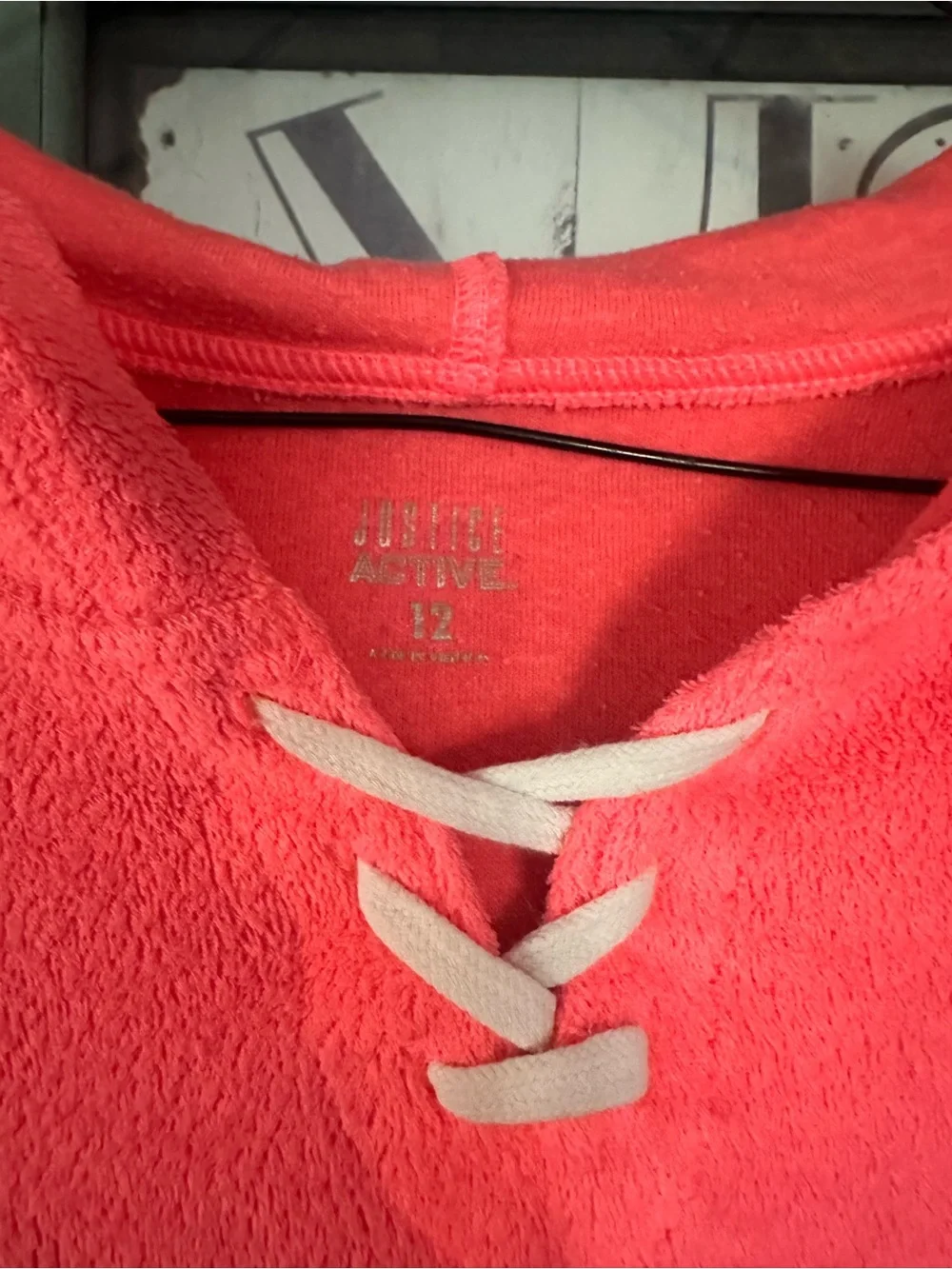 Justice Coral Lace-Up Hooded Pullover